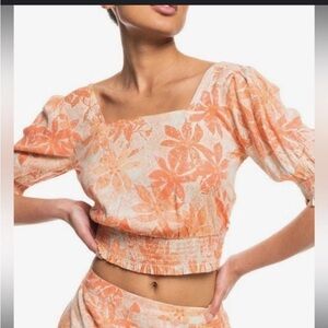 Roxy Orange Floral  crop top